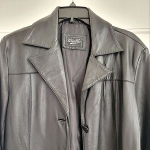 Winlet Womens Black Leather Mid-Length Coat Size L (12-14)